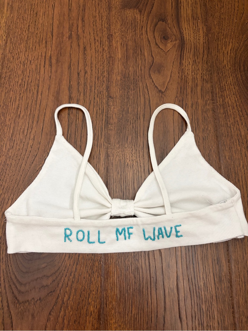 White “ROLL MF WAY” Crop Top